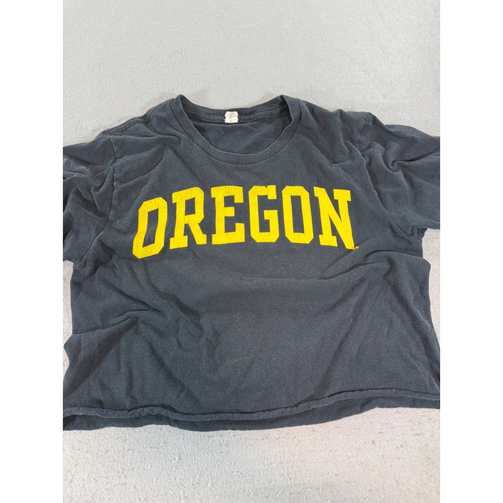 Oregon Ducks‎ Cropped Graphic Tee Black Yellow Womens Small